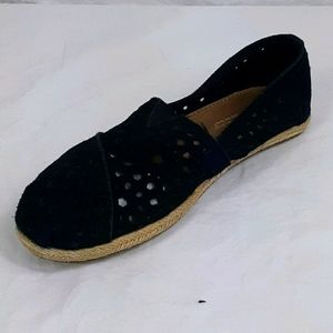 Toms Womens Size 7.5 Black Suede Leather Loafer Flats